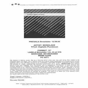 Monolake - Digitalis / Plumbicon download free
